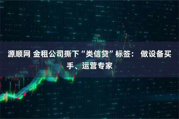 源顺网 金租公司撕下“类信贷”标签： 做设备买手、运营专家