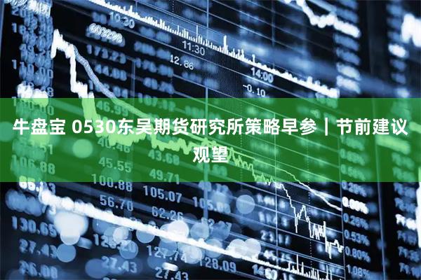 牛盘宝 0530东吴期货研究所策略早参｜节前建议观望