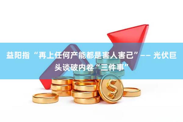 益阳指 “再上任何产能都是害人害己”—— 光伏巨头谈破内卷“三件事”