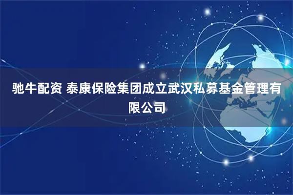 驰牛配资 泰康保险集团成立武汉私募基金管理有限公司
