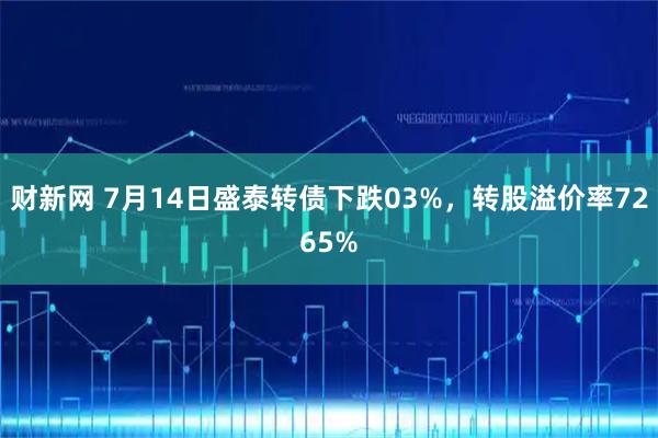 财新网 7月14日盛泰转债下跌03%，转股溢价率7265%